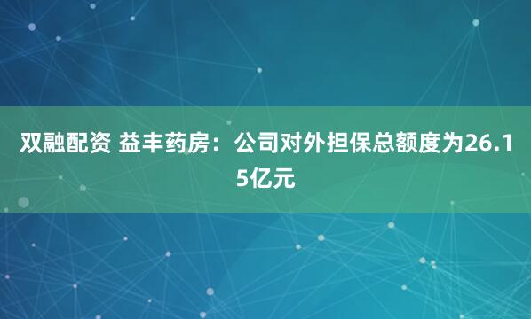 双融配资 益丰药房：公司对外担保总额度为26.15亿元
